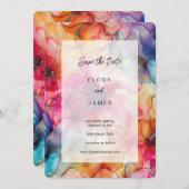 ラックスジュエルトーングラマーカラーエレガント招待状 セーブザデート (正面/裏面)