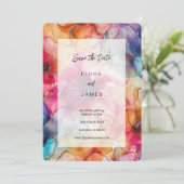 ラックスジュエルトーングラマーカラーエレガント招待状 セーブザデート (スタンド正面)