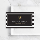 ラックスストライプの金ゴールドウィスクスプーンロゴベーカリー、シェフ 名刺