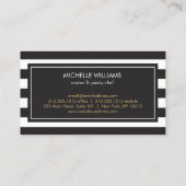 ラックスストライプの金ゴールドウィスクスプーンロゴベーカリー、シェフ 名刺 (裏面)