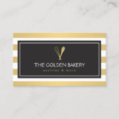 ラックスストライプの金ゴールドウィスクスプーンロゴベーカリー、シェフII 名刺 (正面)
