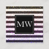 ラックススポッカラフルツモノグラム白黒ストライプ スクエア名刺 (正面)