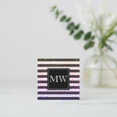 ラックススポッカラフルツモノグラム白黒ストライプ スクエア名刺 (スタンド正面)