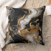 ラックスセレニティブラック、金ゴールド&ホワイトマーブルインスパイア- クッション (ブランケット)