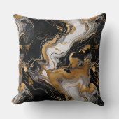 ラックスセレニティブラック、金ゴールド&ホワイトマーブルインスパイア- クッション (正面)