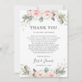 ラックスソフトウエド赤面ピンクフローラグリーン結婚ズ サンキューカード (正面)