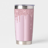 ラックスドリッピングバラ金ゴールドグリッターモノグラム 保温保冷タンブラー (左面)