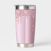 ラックスドリッピングバラ金ゴールドグリッターモノグラム 保温保冷タンブラー (右面)