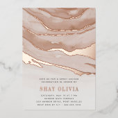 ラックスニュートラルマーブルSweet sixteen誕生日 箔招待状 (正面)