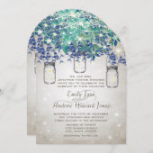 ラックスネイビ素朴ーとターコイズメイスンジャー 招待状 (正面/裏面)