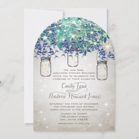 ラックスネイビ素朴ーとターコイズメイスンジャー 招待状 (正面)