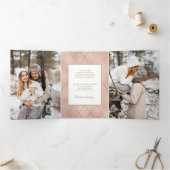 ラックスバラ金ゴールドお洒落(斜め金ゴールド線の写真) 三つ折りクリスマスカード (内部)