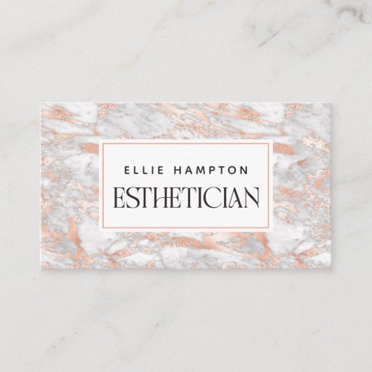 ラックスバラ金ゴールドピンクマーブル美しいエステティシャン 名刺 (正面)