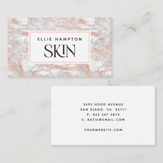 ラックスバラ金ゴールドピンクマーブル美しいエステティシャン 名刺 (正面/裏面)
