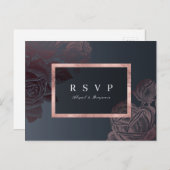 ラックスバラ金ゴールドヴィンテージ植物結婚式RSVP インビテーションポストカード (正面/裏面)