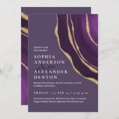 ラックスパープルゴールデン結婚アゲート 招待状 (正面/裏面)