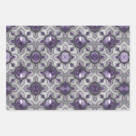 ラックスパープルジェムストーンシルバーラッピング紙セット ラッピングペーパーシート