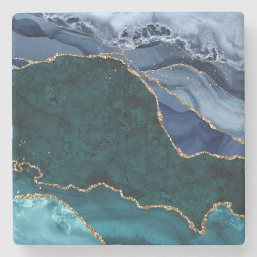 ラックスピーコックアゲート&金ゴールド ストーンコースター (正面)