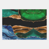 ラックスピーコックアゲート&金ゴールド ラッピングペーパーシート (正面3)