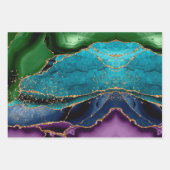 ラックスピーコックアゲート&金ゴールド ラッピングペーパーシート (正面2)