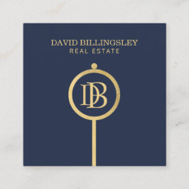 ラックスフェイク金ゴールドスケルトン鍵モノグラム不動産仲介業者ブルー スクエア名刺