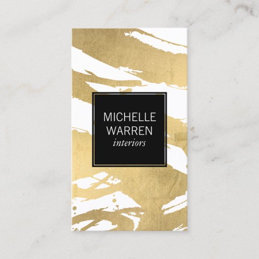 ラックスフェイク金ゴールドブラシストローク設計者 名刺 (正面)