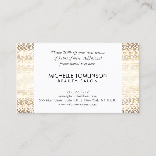 ラックスフェイク金ゴールド紙吹雪雨模様ディスカウントカード 名刺 (裏面)