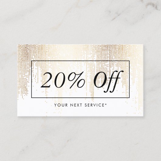 ラックスフェイク金ゴールド紙吹雪雨模様ディスカウントカード 名刺 (正面)