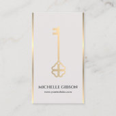 ラックスフェイク金ゴールド鍵フォトライトサンド不動産仲介業者QR 名刺 (正面)