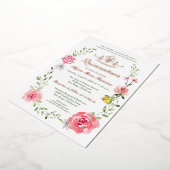 ラックスフローラピンク蝶ティアラキンセアニラ 箔招待状 (回転した状態)