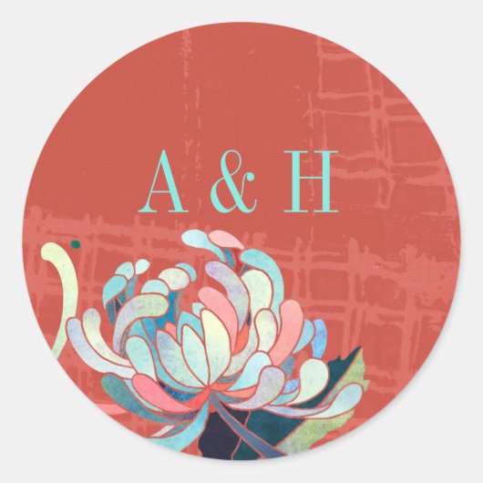 ラックスフローラレッド結婚式の引き出物 ラウンドシール (正面)