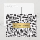 ラックスブラック紙吹雪ドットと金ゴールドバーはがき ポストカード (正面/裏面)