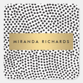 ラックスブラック紙吹雪ドットと金ゴールドバーシール スクエアシール