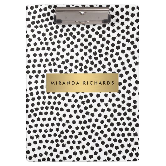 ラックスブラック紙吹雪ドットIIと金ゴールドバー クリップボード (正面)