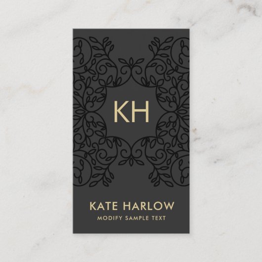 ラックスブラック華美金ゴールドモノグラム 名刺 (正面)