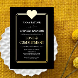 ラックスブラック金ゴールドハートラブ&コミットメント式 箔招待状