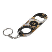 ラックスブラック&金ゴールド大理石 キーホルダー栓抜き (正面アングル)