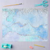 ラックスブルーマーブルアンドシルバーグリッター 薄葉紙 (クラフト)