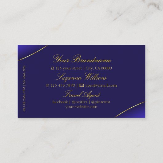 ラックスブルー王室のと金ゴールドデコールダイヤモンドとロゴ 名刺 (裏面)