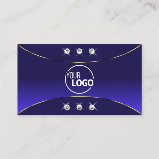 ラックスブルー王室のと金ゴールドデコールダイヤモンドとロゴ 名刺 (正面)