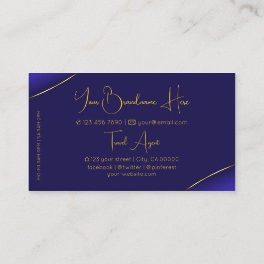 ラックスブルー王室のと金ゴールドデコールダイヤモンドと写真 名刺 (裏面)