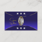 ラックスブルー王室のと金ゴールドデコールダイヤモンドと写真 名刺 (正面)