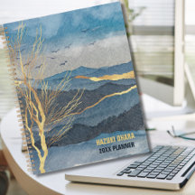 ラックスブルー金ゴールドウォーターカラーマウンテン