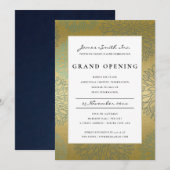 ラックスブルー金ゴールドダリアフローラグランドオープニング招待状 サンキューカード (正面/裏面)