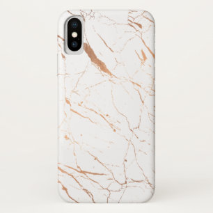 ラックスホワイトとバラ金ゴールド大理石 iPhone X ケース