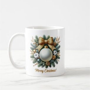 ラックスホワイトクリスマスバウブルコットンゴールデンボウ松 コーヒーマグカップ