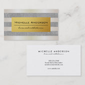 ラックスホワイトストライプ金ゴールドと金ゴールド 名刺 (正面/裏面)