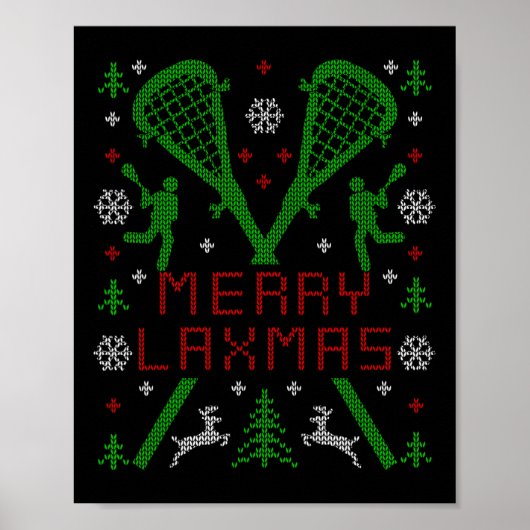 ラックスメリースおもしろいラクロス醜いクリスマスセーター ポスター (正面)