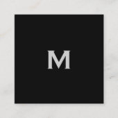 ラックスモダンお洒落モノグラムオンブラック スクエア名刺 (正面)