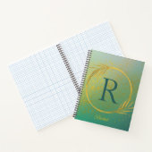 ラックスモダンターコイズ&金ゴールド名前をカスタムする&イニシャル ノートブック (内部)